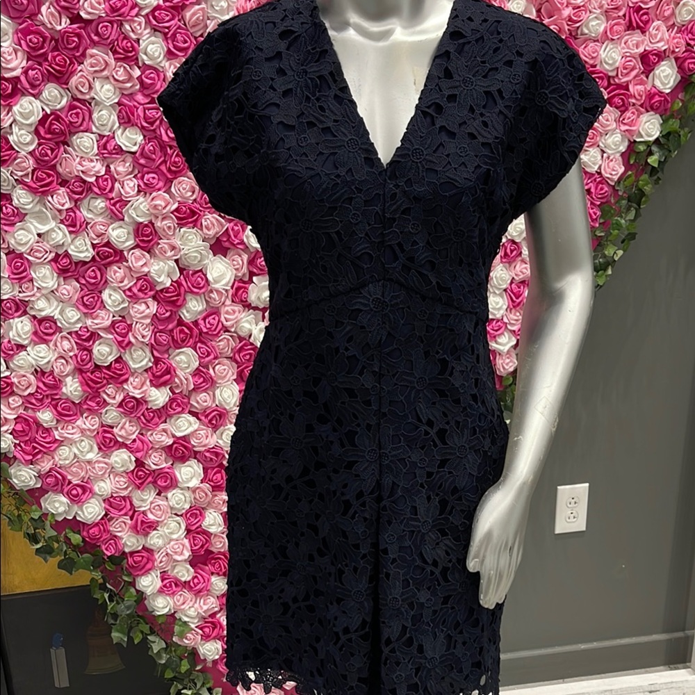 Elegant Navy Lace Dress